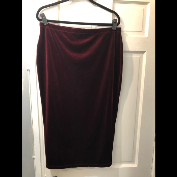 ASOS Dresses & Skirts - ASOS Velvet Burgundy Midi Skirt
